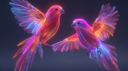 Obraz premium Radiant Blue Parrot with Pink Feathers in Miniature Art Composition – Immersive Visual for Eco-Tourism and Metaverse Branding