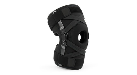 Black knee brace for athletic support and injury recovery