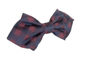 Elegant checkered blue red bow tie isolated on white background. 
