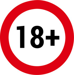 Obraz premium Age restriction sign with 18 text a prohibition symbol indicating adult content or access isolated on white Background