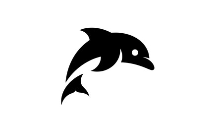 Obraz premium Jumping dolphin silhouette on white