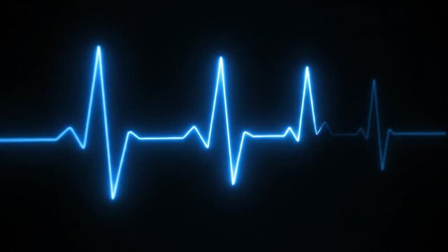 Electrocardiogram Heartbeat Pulse Line on Black Background.
