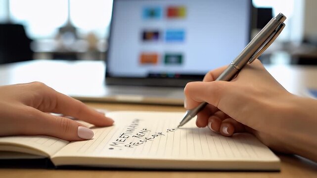 Close Up of Hands Writing in Notebook During Study Session.