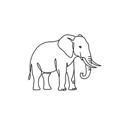 Fototapeta premium Minimalist line drawing of an African elephant in a simple style.