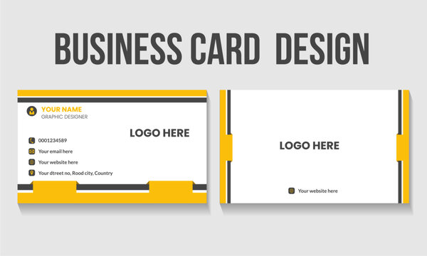 Modern Yellow and Black Corporate Business Card Design Template &ndash; Clean Professional Double Sided Layout.

