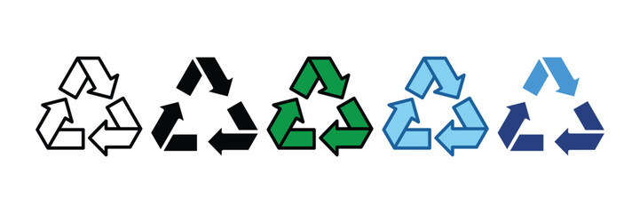 Obraz premium Recycling Symbol Icon Set Multiple Style Collection