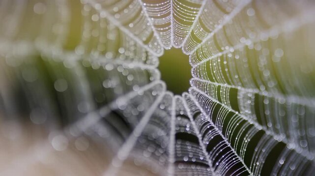 Spider Web with Dew Drops Macro Autumn Pattern