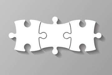 Obraz premium Puzzle template with interlocking jigsaw pieces. Vector modern infographic layout with empty frames for business presentation and educational content.