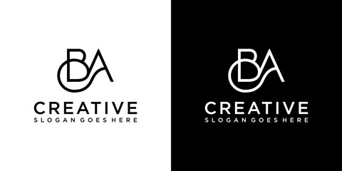 BA or AB initial letter logo design vector
