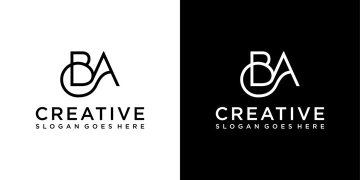 BA or AB initial letter logo design vector