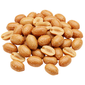A pile of salted peanuts with some shelled isolated on white background  healthy snack transparent background
