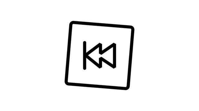 Rewind Button Motion Icon. Motion graphic of a skip back or rewind button icon for media player navigation controls.