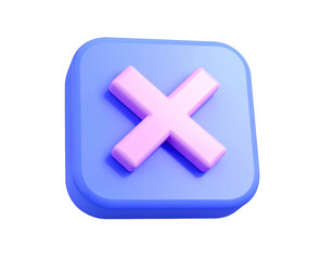 Obraz premium 3D light purple X symbol on blue rounded square