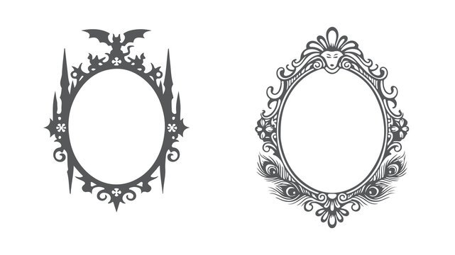 Victorian style ornamental oval frames for Halloween and luxury decor