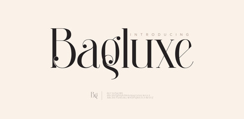Bagluxe, luxury modern Elegant alphabet logo font. Typography elegant style alphabet fonts for beauty, calligraphy, decorative, glamour, boutique, fashion, brand, wedding, vintage design.   © Debraa