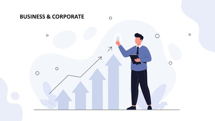 Fototapeta premium Businessman Analyzing Upward Trend Graph, Business Growth Concept