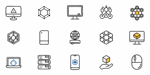 Fototapeta premium Set of Linear Technology and Digital Innovation Concept Icons for Software Development Projects