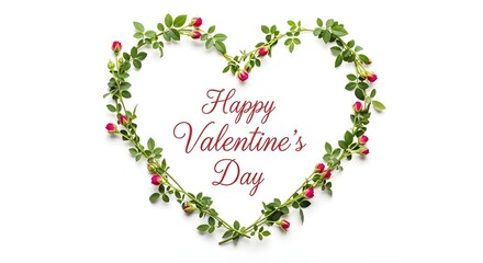 Romantic Pink Roses and Green Leaves Valentine's Day Greeting