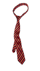 Multicolored luxury silk tie isolated on white background. Shopping concept.	
