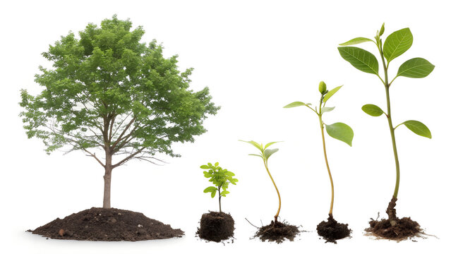 A small young plant seedling with green leaves sprouts from rich soil in a natural environment, symbolizing new growth and life in agriculture and botany