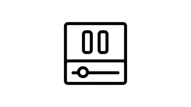 Pause Or Control Panel Motion Icon. Animated media control panel featuring a pause button and volume slider for audio or video.