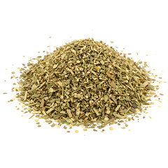 Dried green tea leaves pile isolated on white background for healthy beverage and nutrition transparent background