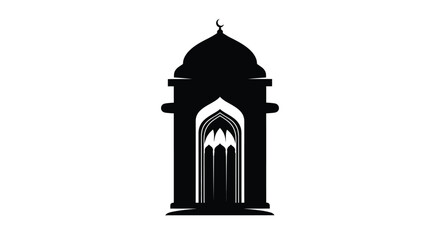 Islamic architectural element silhouette with dome and archway in minimalist design © ForkanStock