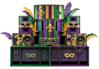 Mardi Gras Speakers and Masks Display.