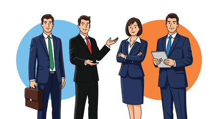 Business professionals in corporate attire illustration