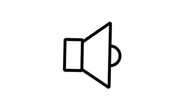 Speaker Volume Motion Icon. Simple line icon animation of a speaker symbol representing sound output, volume, or audio broadcasting.
