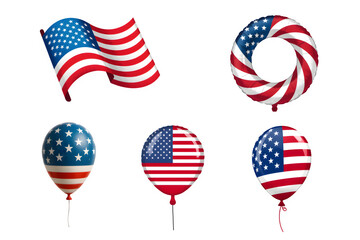 American flag themed balloons and decorations, perfect for 4th of July, USA Independence Day, patriotic celebrations, and party designs