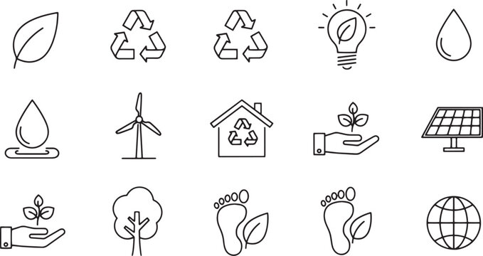 Eco friendly sustainable living icons