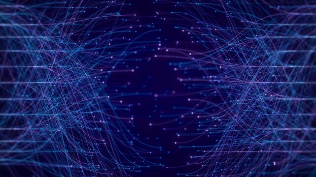 Abstract Neural Network Graph Visualization, AI Machine Learning Data Classification. Connected Nodes and Flow Lines, Big Data Technology Abstract Background for Artificial Intelligence Communication
