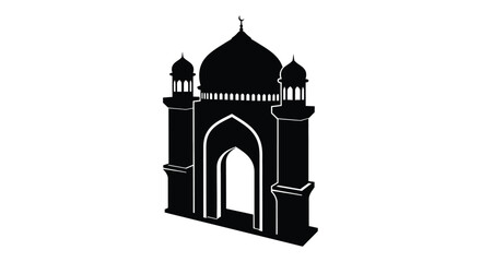 Taj Mahal silhouette with arches and domes in minimalist design © ForkanStock