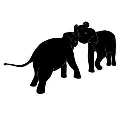Obraz premium silhouette of a large elephant animal vector illustration