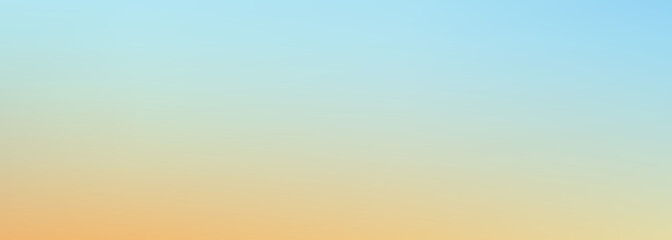 Obraz premium Color sunset gradation with a blue background, soft gradient of orange and pastel warm backdrop through peach yellow degrade. Abstract light of sky sunrise in a gentle blur for summer bg, simple.