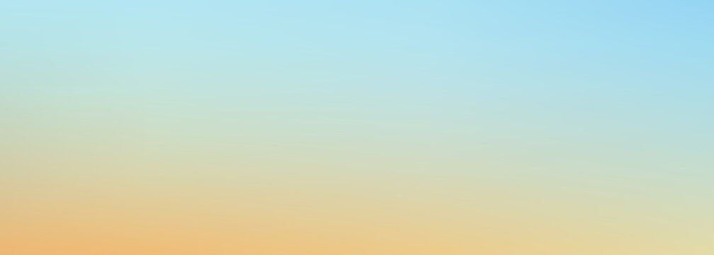 Color sunset gradation with a blue background, soft gradient of orange and pastel warm backdrop through peach yellow degrade. Abstract light of sky sunrise in a gentle blur for summer bg, simple.