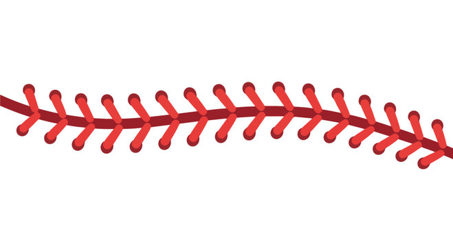 A vibrant red baseball stitching pattern on a white background, illustration of a baseball seam