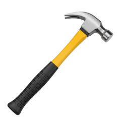 A yellow and black hammer with a black handle and a yellow head