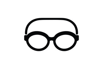 Black silhouette of swimming goggles, eyewear for aquatic sports on a white background