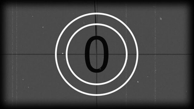 Film countdown vintage old movie retro black and white cinema classic reel effect perfect for intros, transitions, and projects needing an authentic retro film feel.