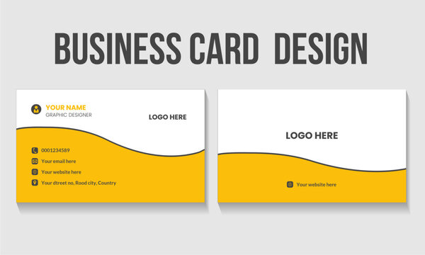 Modern Yellow and Black Corporate Business Card Design Template &ndash; Clean Professional Double Sided Layout.

