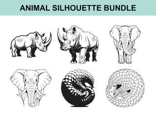 Animal silhouette bundle collection vector graphics