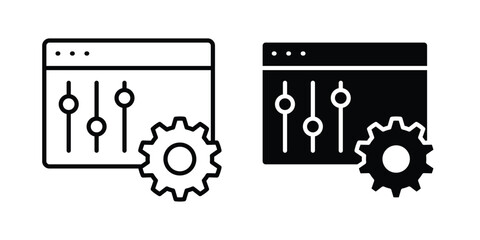 Admin panel icons in different styles. Simple icon design