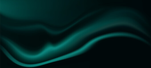 Dark green silk fabric luxury background. Vector texture pattern of wavy abstract satin cloth. Luxurious background of green silk fabric. Vector illustration