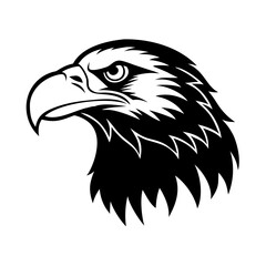 Obraz premium Bold bald eagle head illustration with striking profile. Sharp lines define this majestic bald eagle head, showcasing powerful gaze and iconic features.