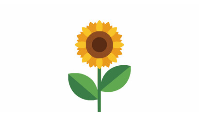 Flat Sunflower Vector Icon Isolated Minimal Yellow Summer Floral Illustration