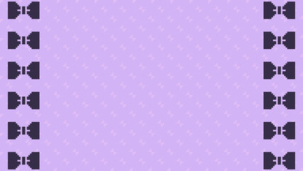 ドット絵　リボンのかわいい紫色のガーリーな背景装飾　フレーム　ピクセル