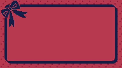 ドット絵　リボンのかわいい赤色のガーリーな背景装飾　フレーム　ピクセル