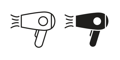 Blow dryer icons in different styles. Simple icon design